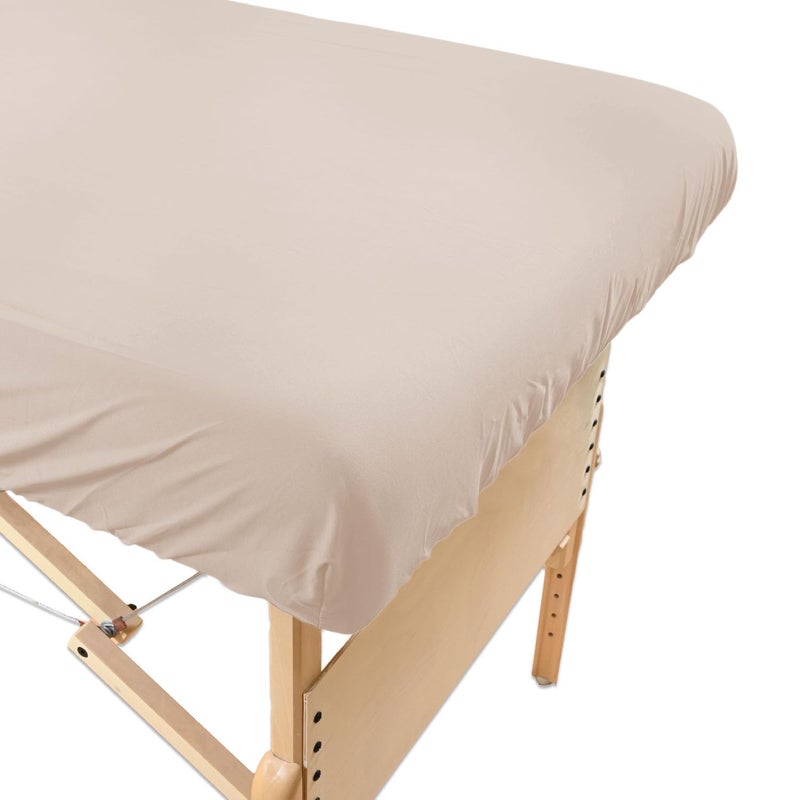 Body Linen Simplicity Poly Cotton Massage Table Fitted Sheets - 180 Thread Count. Roomy Fit for Tables 28-32 inches Wide, Soft and Durable. Available in White, Natural and Gray. (Natural 1 Pack) - Image 2